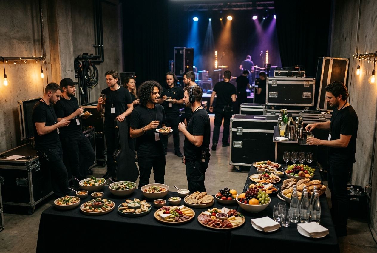Catering backstage de concert dans la loge des artistes